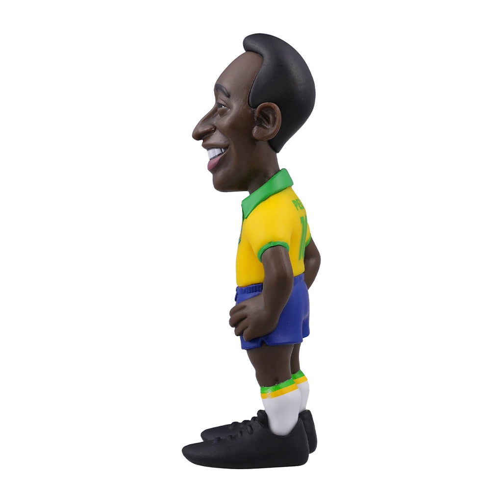 Wackelkopffigur von Pele im brasilianischen Trikot von der Seite