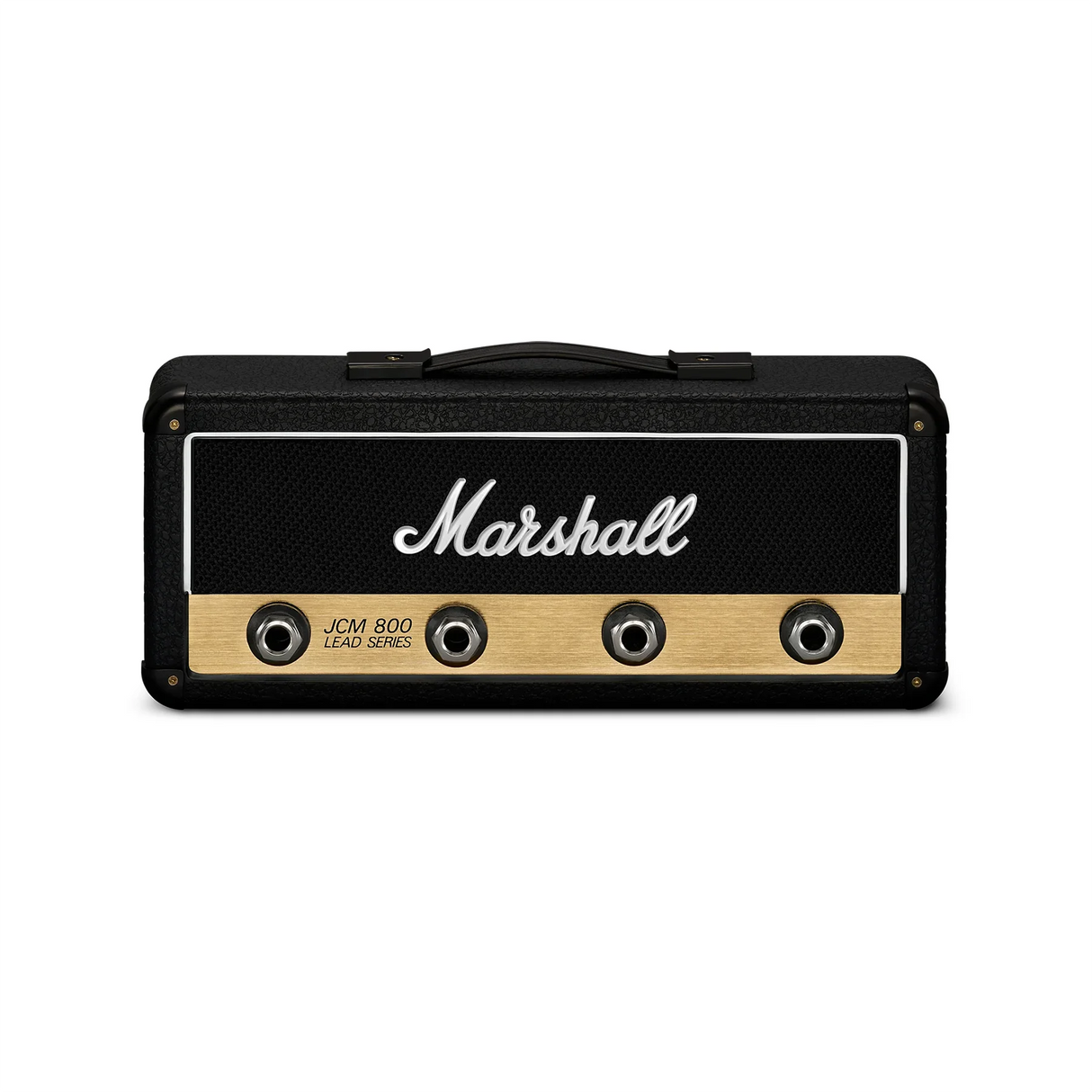 Pluginz Marshall JCM 800 Jack Rack Schlüsselhalter in frontaler Ansicht mit vier Klinkenbuchsen
