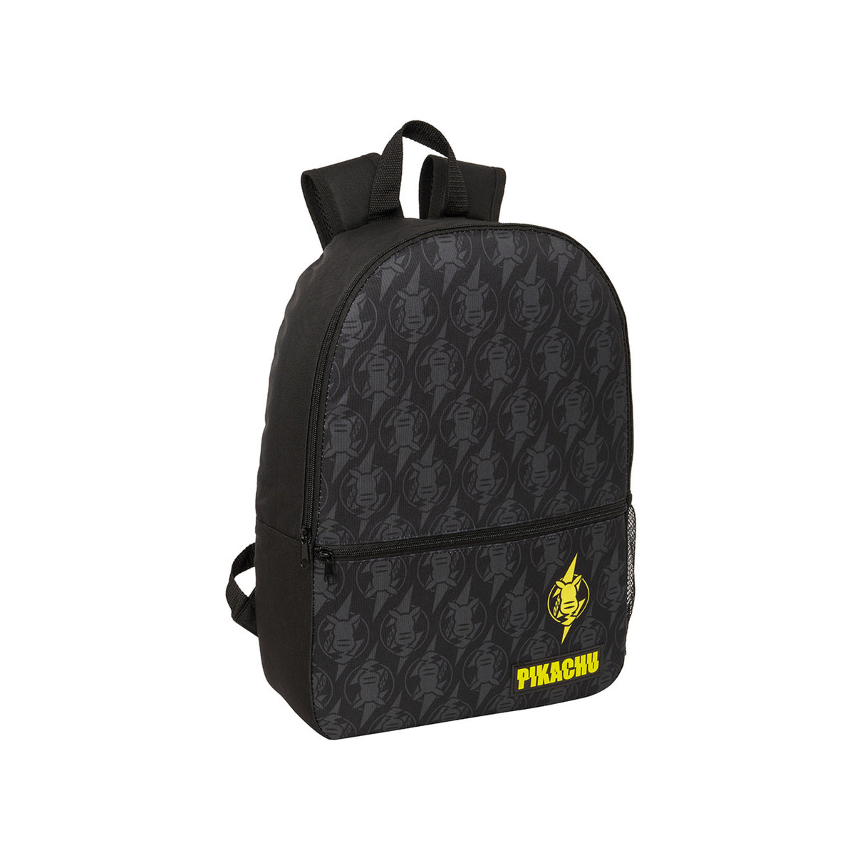 Schwarzer Rucksack mit Pikachu Muster und gelbem Pikachu Logo