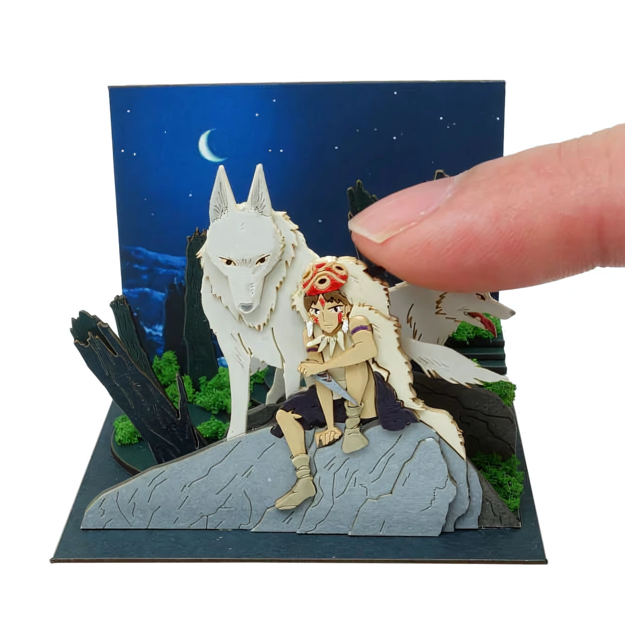 Prinzessin Mononoke Diorama mit San, Wölfen und Nachtszene