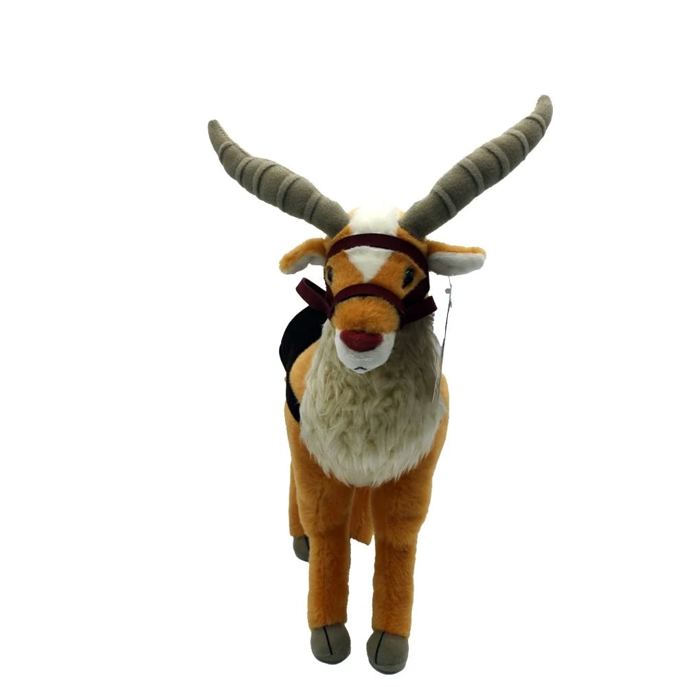 Plüschtier Antilope mit braunem Zaumzeug und langen Hörnern