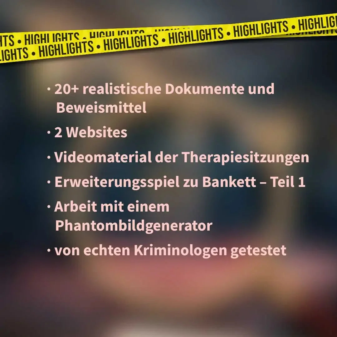 Highlights: 20+ realistische Dokumente, 2 Websites, Videomaterial, Erweiterungsspiel, Phantombildgenerator, Kriminologen getestet