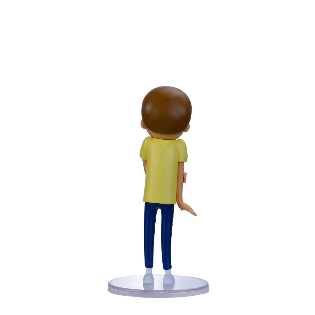 Rückansicht der Morty Figur auf einem durchsichtigen Ständer