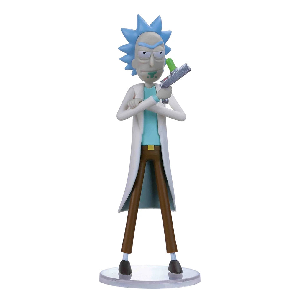 Rick Sanchez Figur mit Portalpistole und grünem Erbrochenem