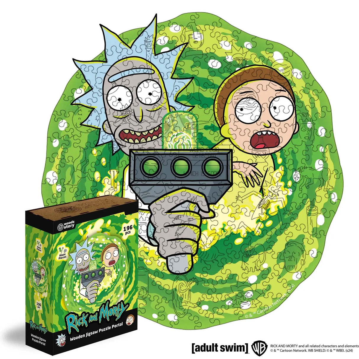 Rick und Morty Holzpuzzle Portal mit 196 Teilen