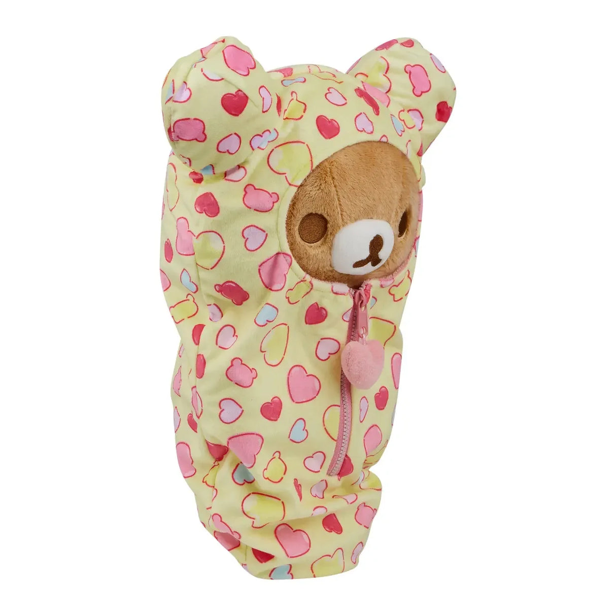 Rilakkuma Bär in gelbem Herz-Schlafsack