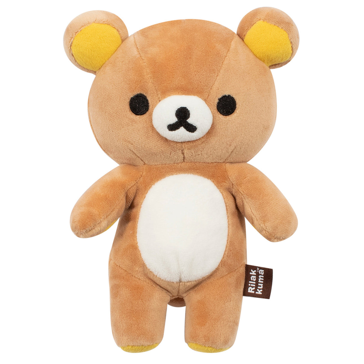 Brauner Rilakkuma Plüschbär mit weißem Bauch und gelben Ohreninnenseiten