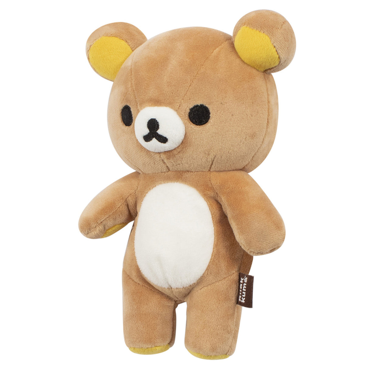 Brauner Rilakkuma Plüschbär mit weißem Bauch und gelben Ohreninnenseiten