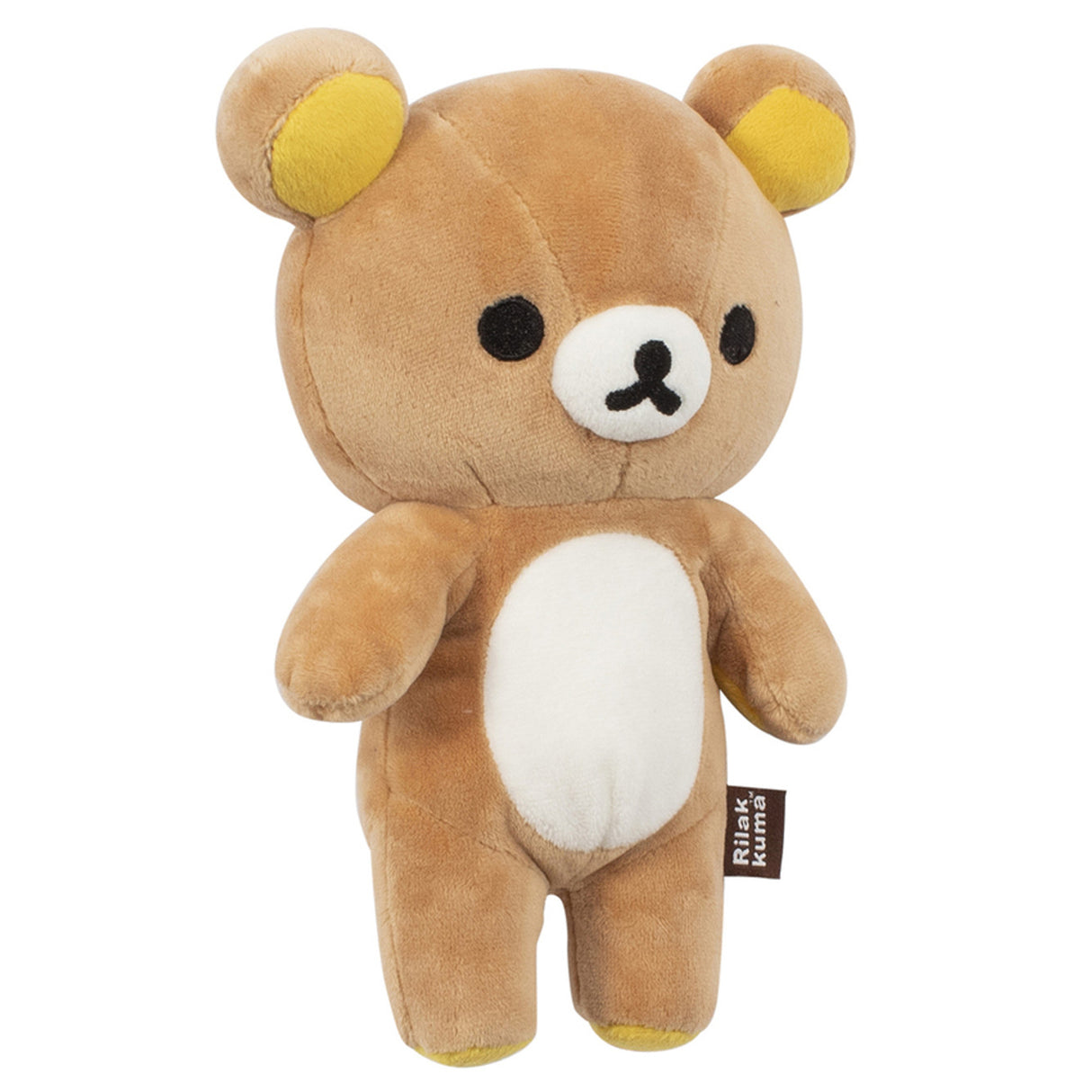 Brauner Rilakkuma Plüschbär mit weißem Bauch und gelben Ohreninnenseiten