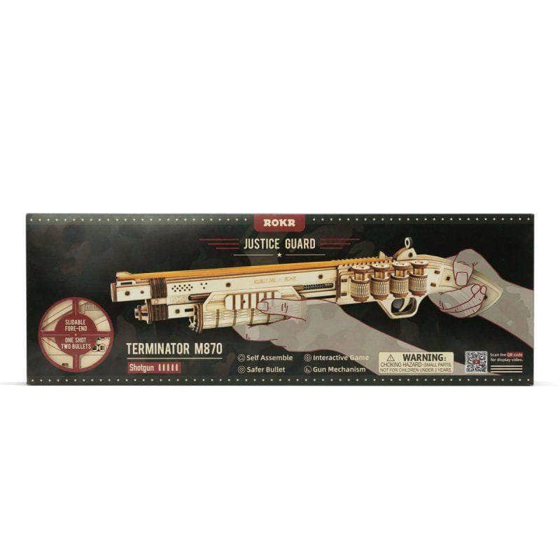 Verpackung des Rokr Justice Guard Terminator M870 Holzmodellbausatzes
