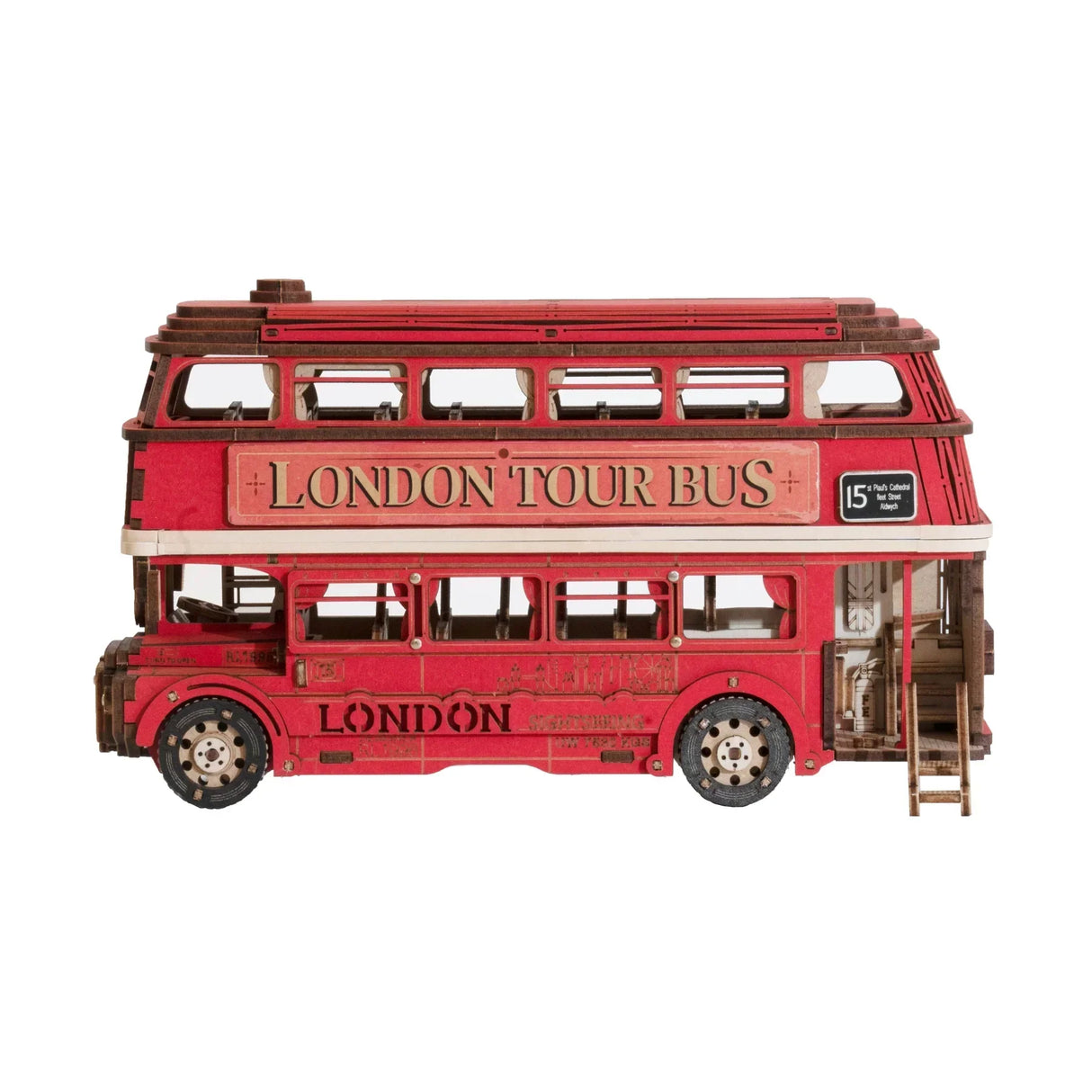 Roter Londoner Doppeldecker-Tourbus aus Holz mit der Aufschrift London Tour Bus