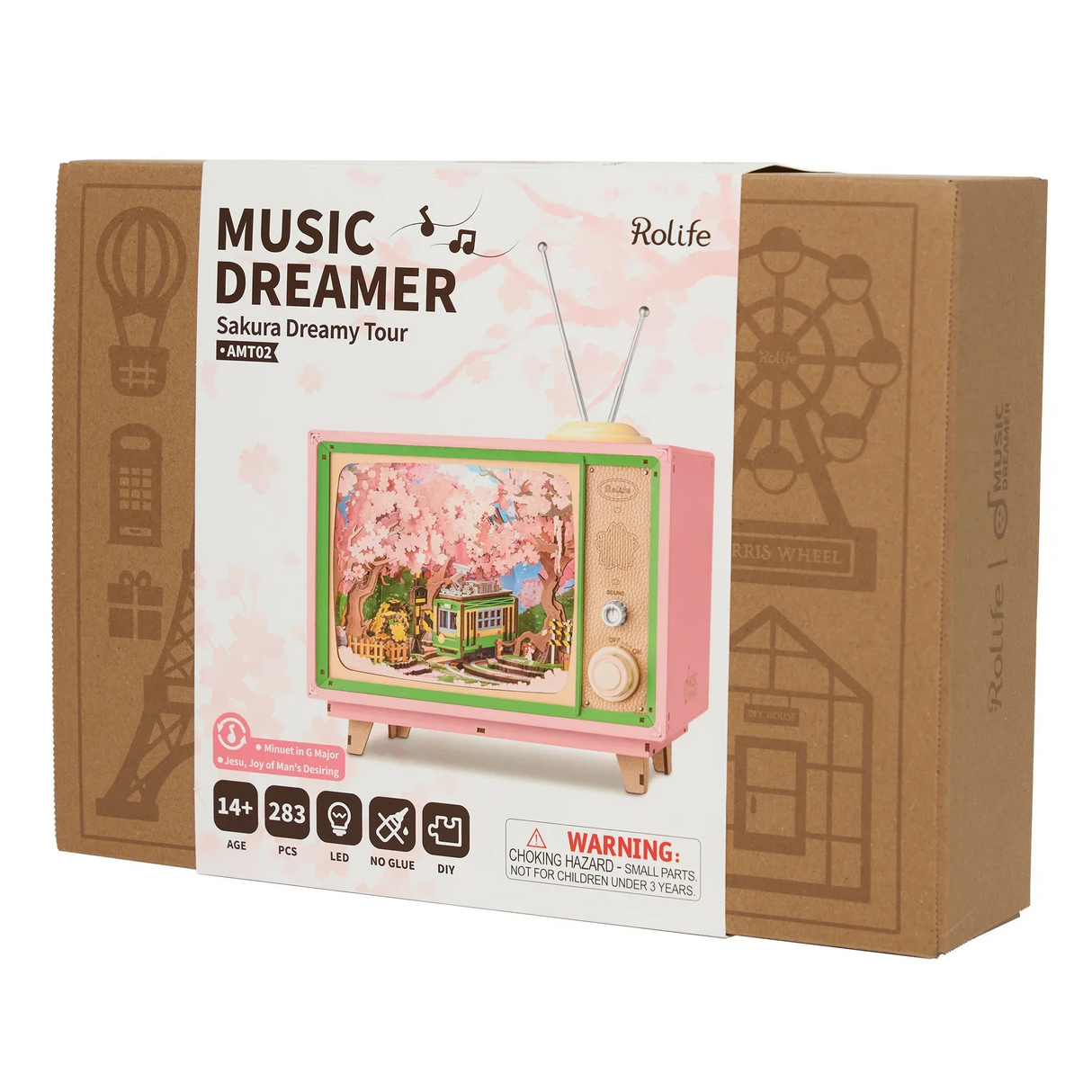 Rolife Music Dreamer Sakura Dreamy Tour AMT02 Bausatz in einer braunen Box