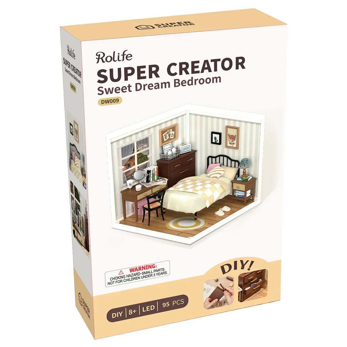 Verpackung des Rolife Super Creator DIY Miniatur Schlafzimmer Bausatzes