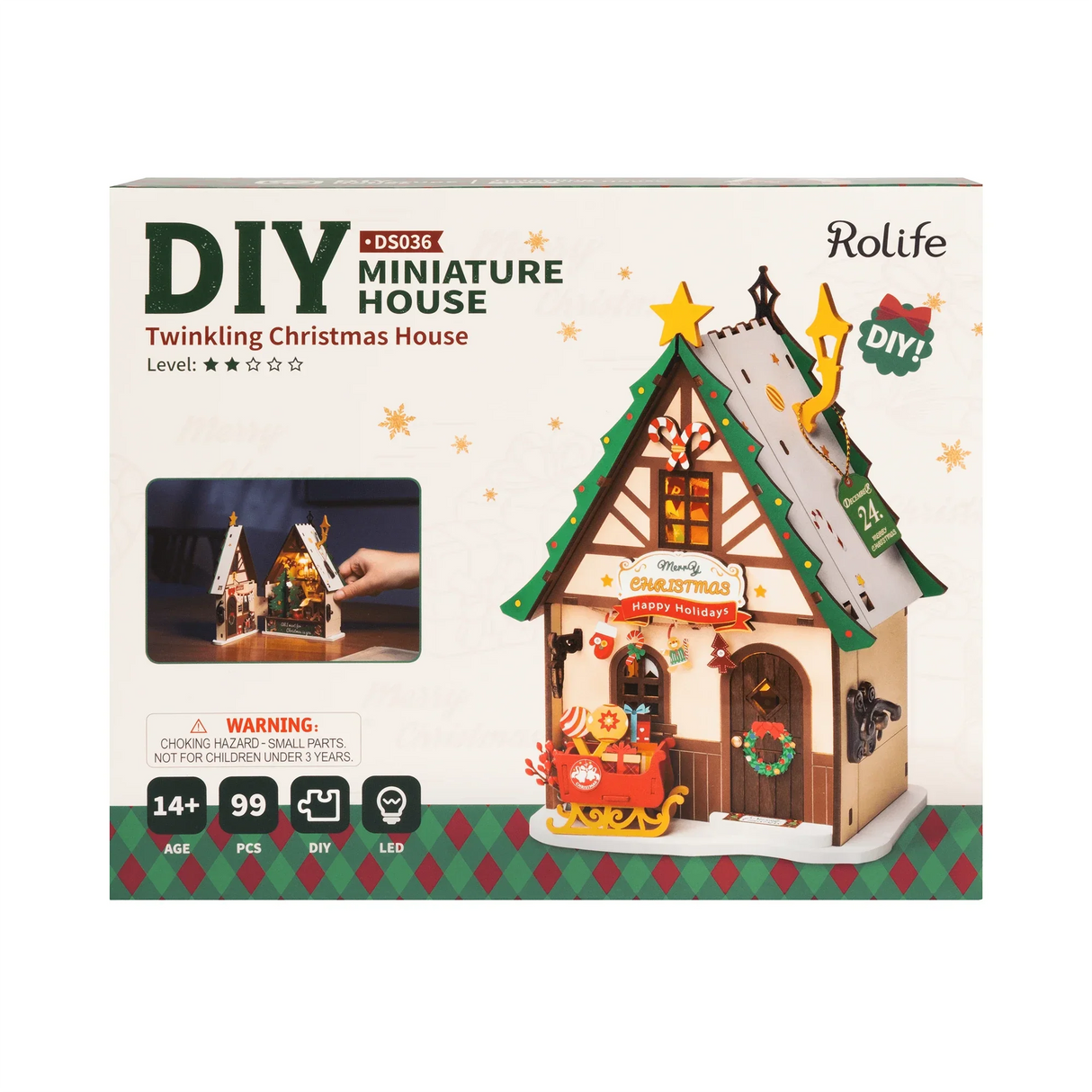 DIY Rolife DS036 Funkelndes Weihnachtshaus Miniaturhaus Bausatz