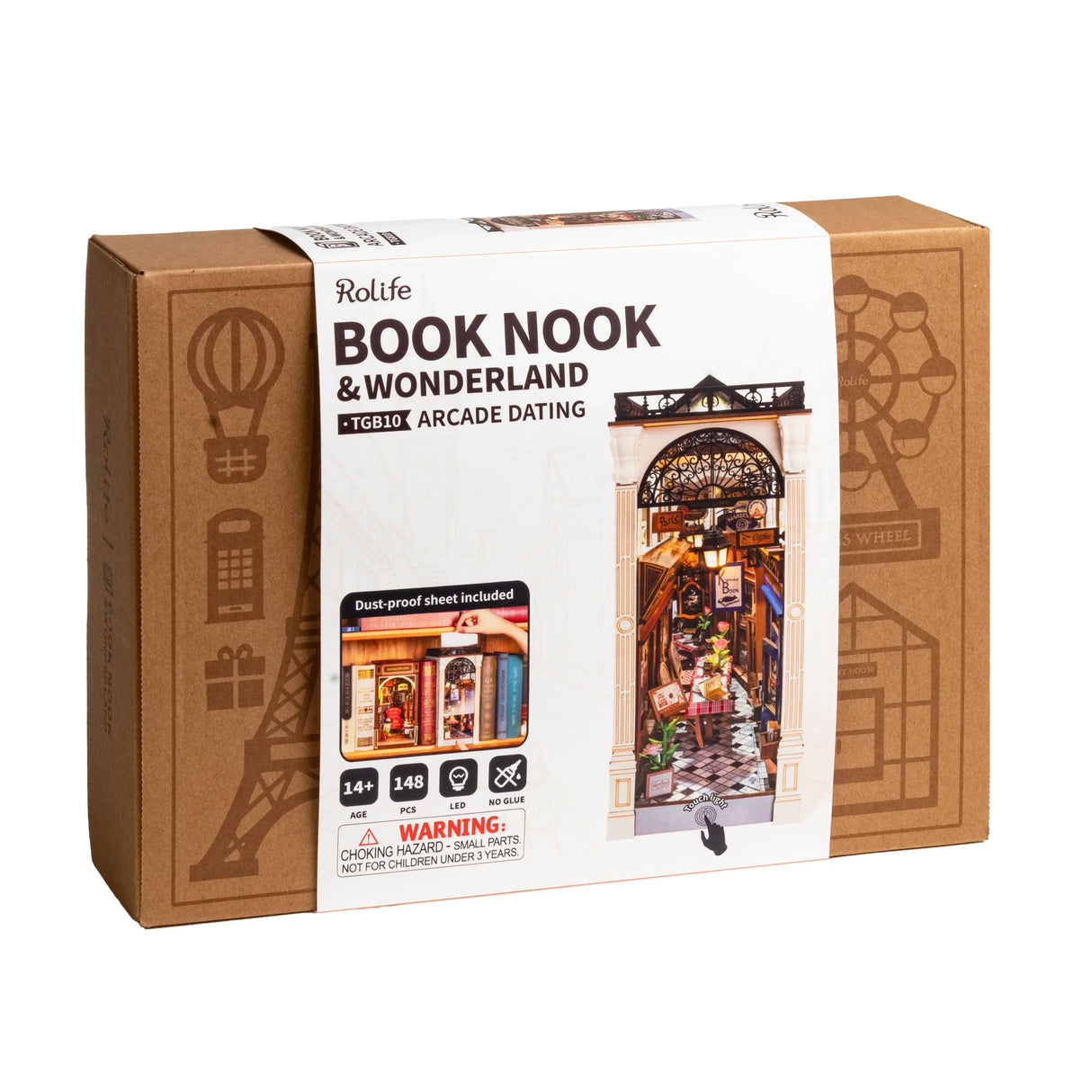 Rolife Book Nook & Wonderland TGB10 Arcade Dating Miniatur-Bausatz in brauner Box
