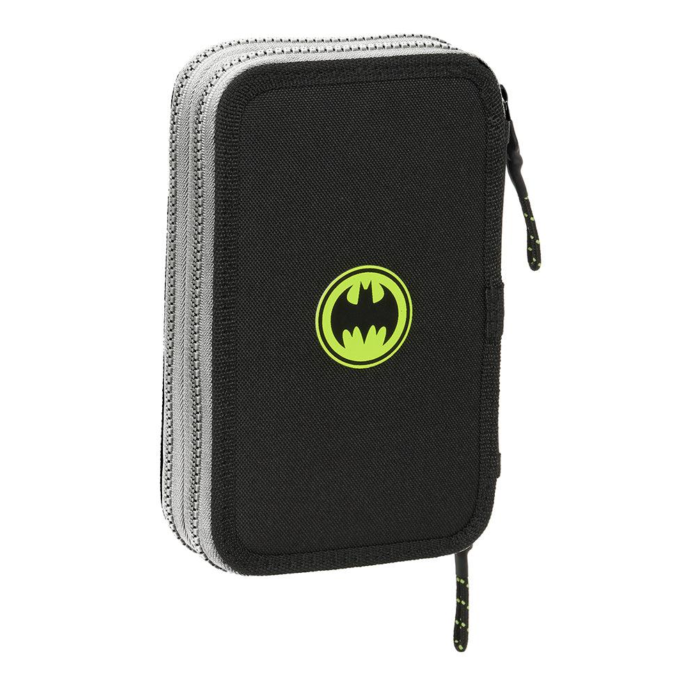 Schwarzes Federmäppchen mit Batman-Logo und Reißverschluss