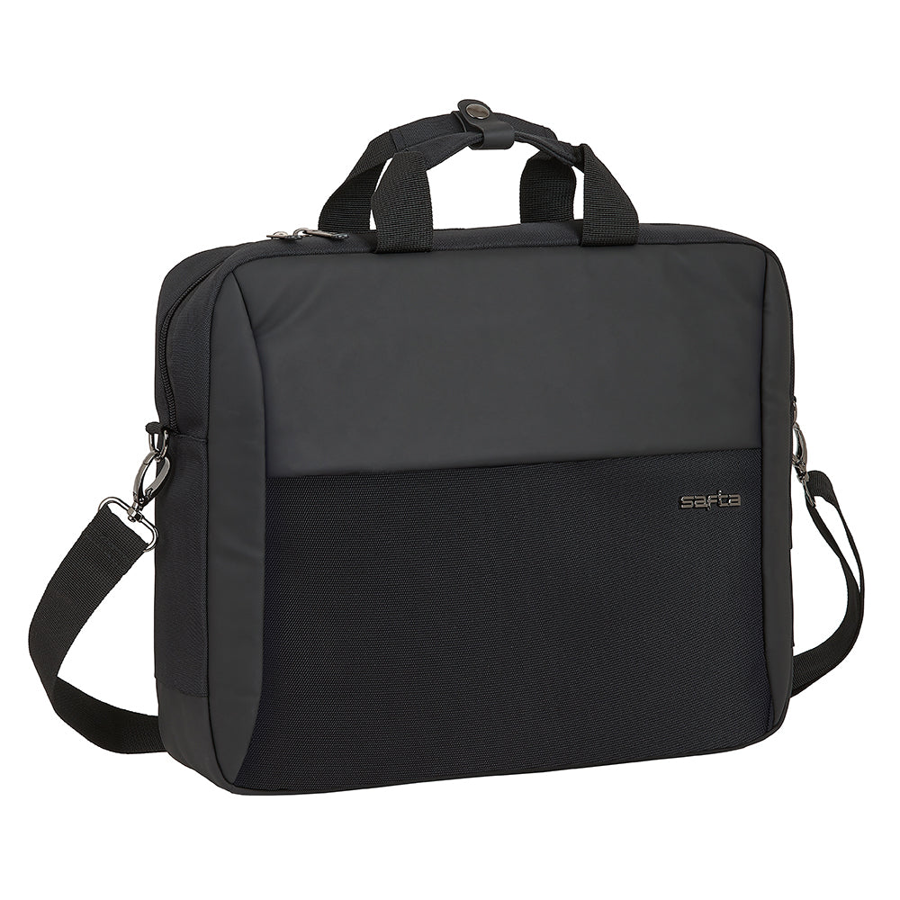 Schwarze Laptoptasche mit Tragegriffen und abnehmbarem Schultergurt