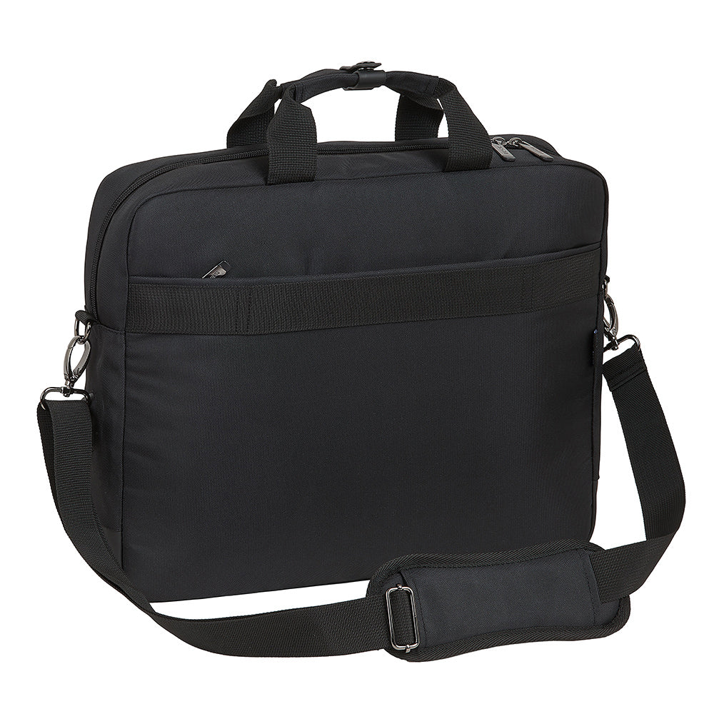 Schwarze Laptoptasche mit Tragegriffen und abnehmbarem Schultergurt