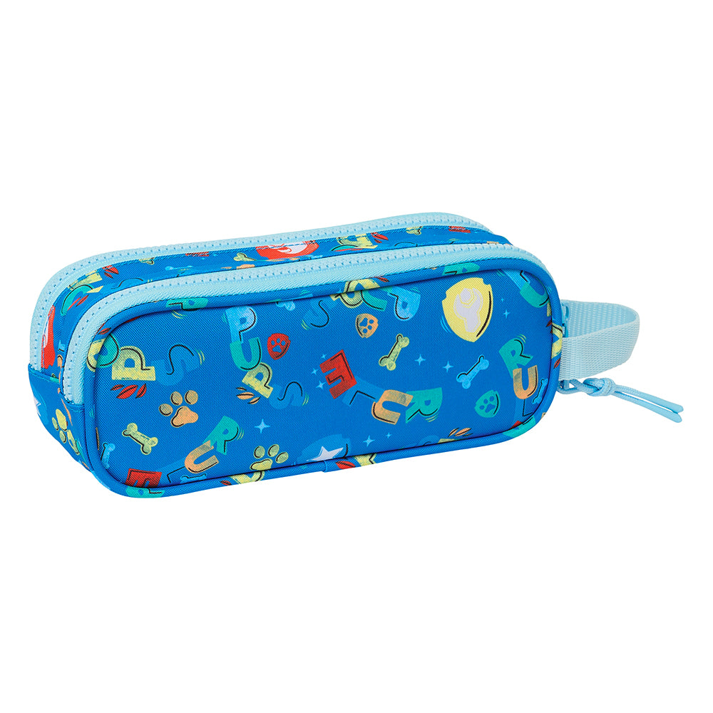Blaues Federmäppchen mit Paw Patrol-Motiv und zwei Reißverschlüssen