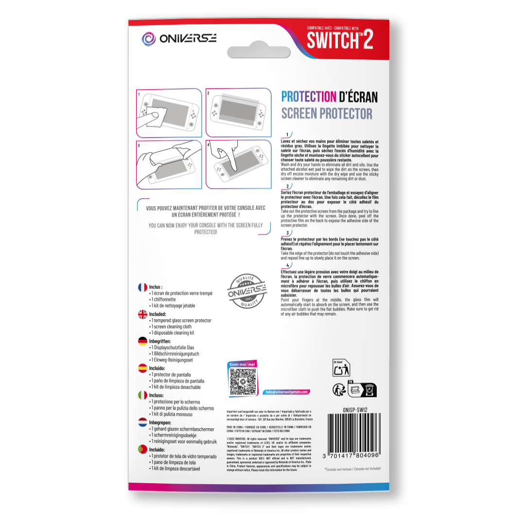 Oniverse Displayschutzfolie für Nintendo Switch 2