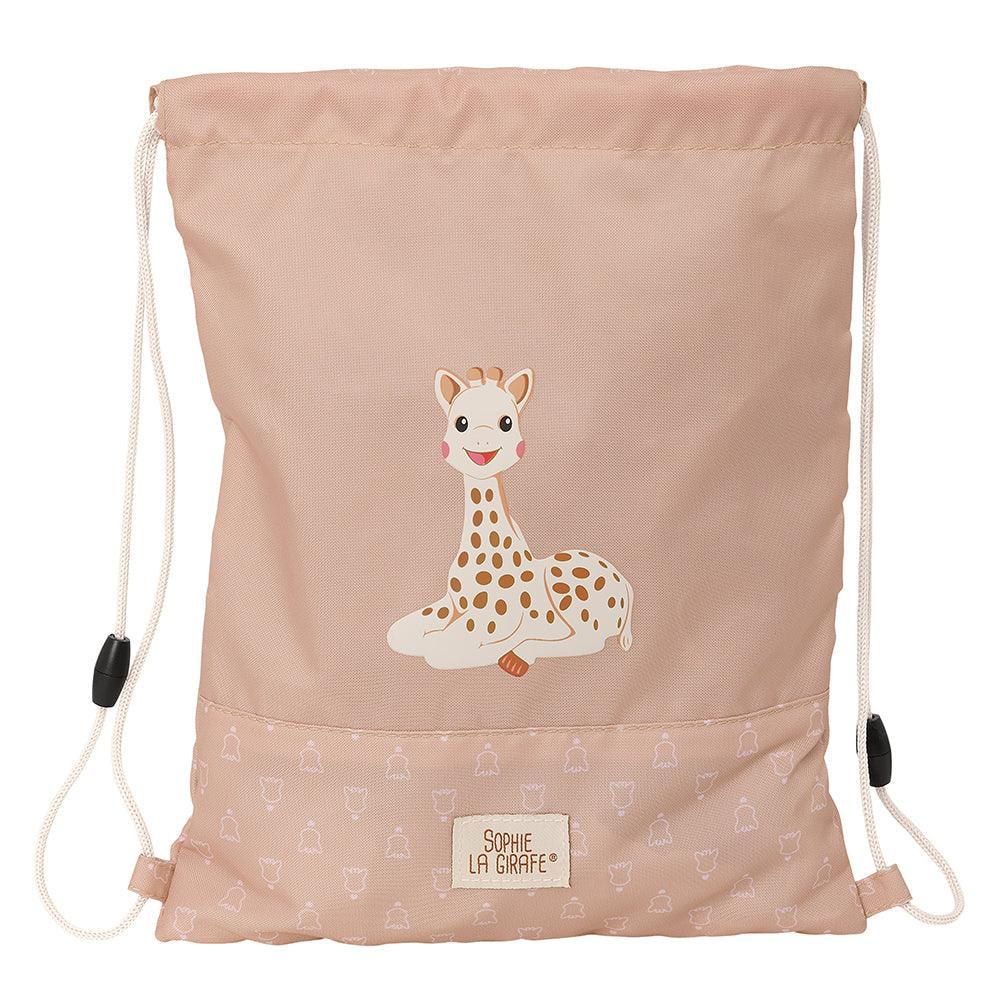 Beigefarbener Turnbeutel mit Sophie la Girafe Motiv und Kordelzug