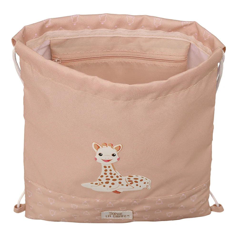 Beigefarbener Turnbeutel mit Sophie la Girafe Motiv und Kordelzug