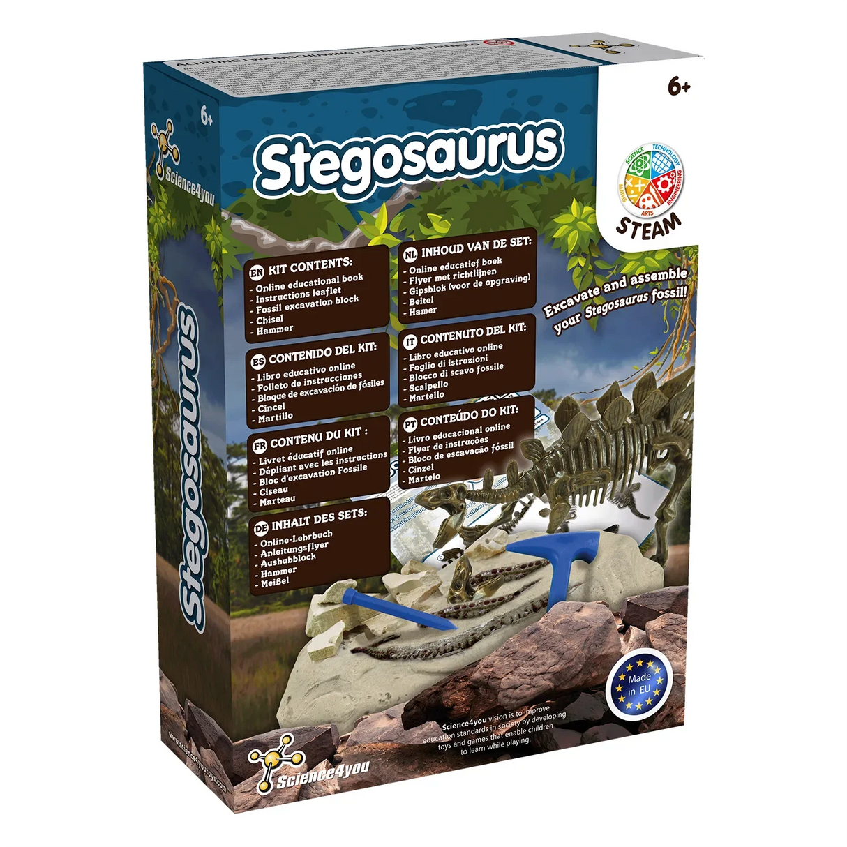 Stegosaurus Ausgrabungsset für Kinder mit Werkzeugen und Fossilien