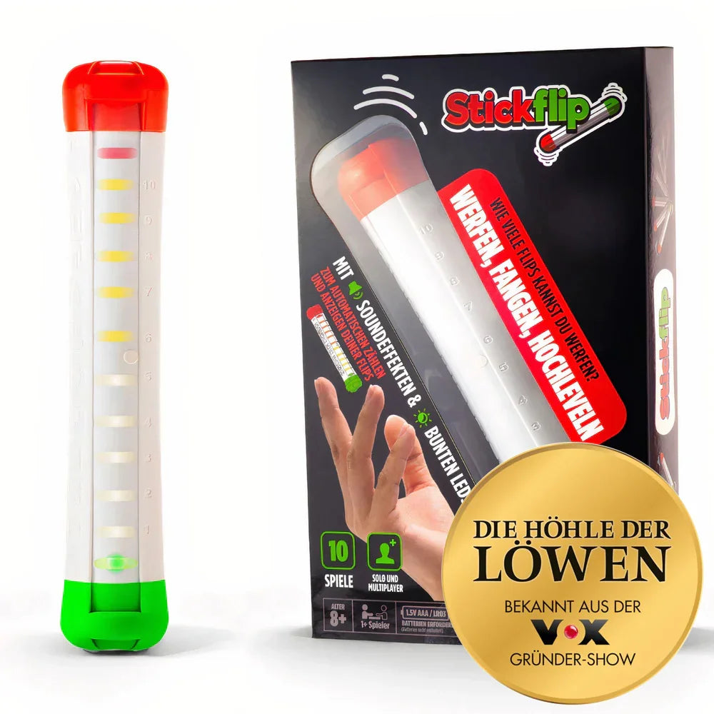 Stickflip Spielgerät und Verpackung mit Die Höhle der Löwen Siegel