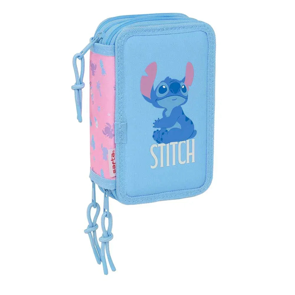Stitch Federmäppchen in Hellblau und Rosa mit Reißverschluss und Kordelzug