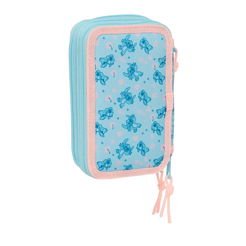 Stitch Federmäppchen in Hellblau und Rosa mit Stitch-Motiven