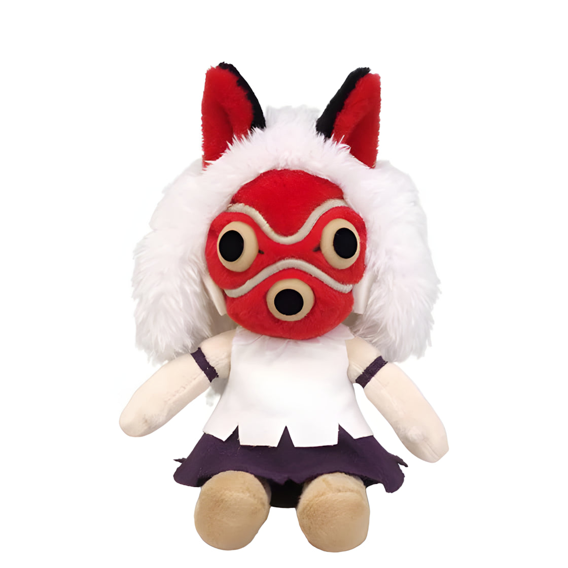 Plüschfigur von San aus Prinzessin Mononoke mit roter Maske und weißem Fell