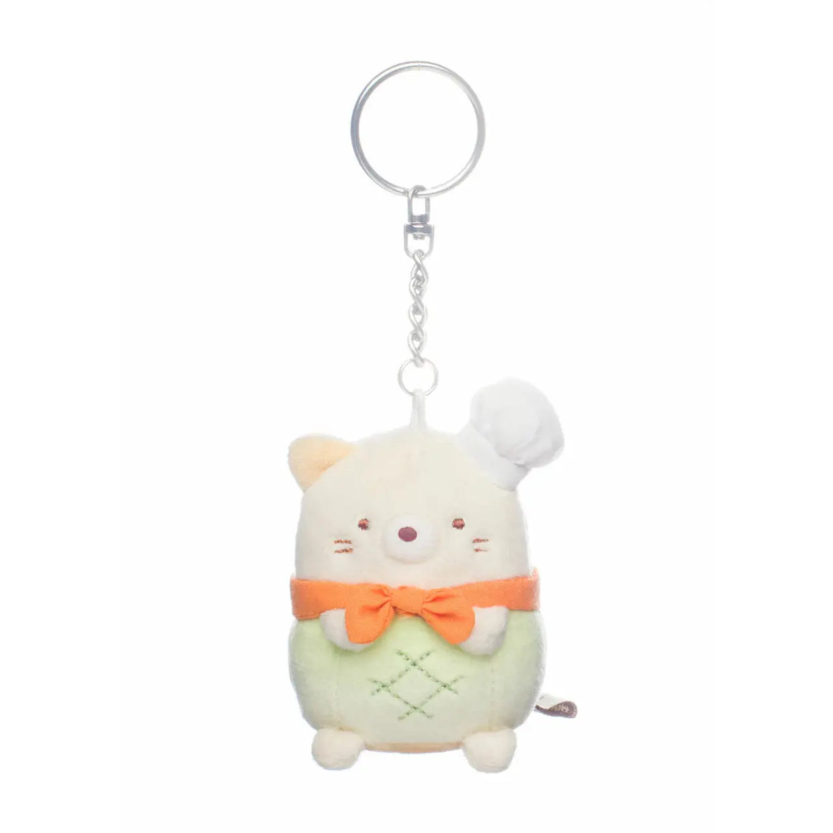 Sumikko Gurashi Plüsch-Schlüsselanhänger mit Kochmütze und orangefarbener Schleife