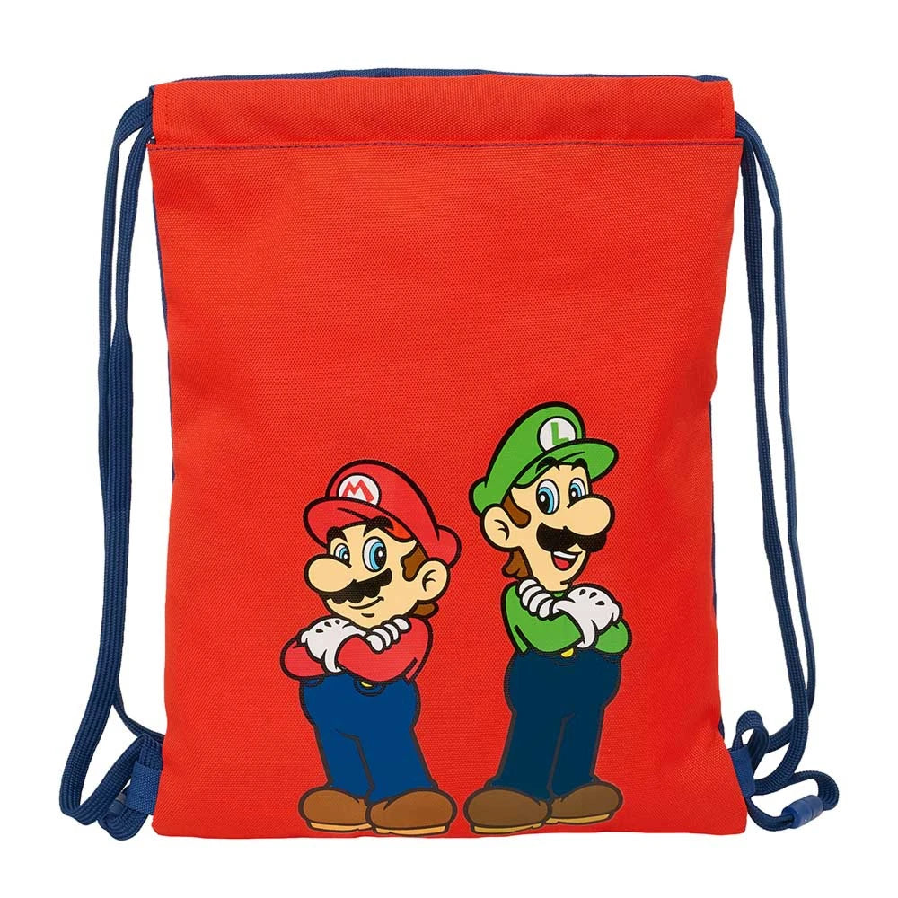 Roter Turnbeutel mit Mario und Luigi