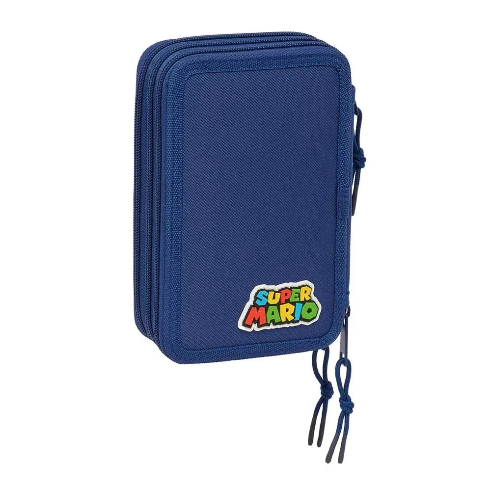 Dunkelblaue Federtasche mit Super Mario Logo