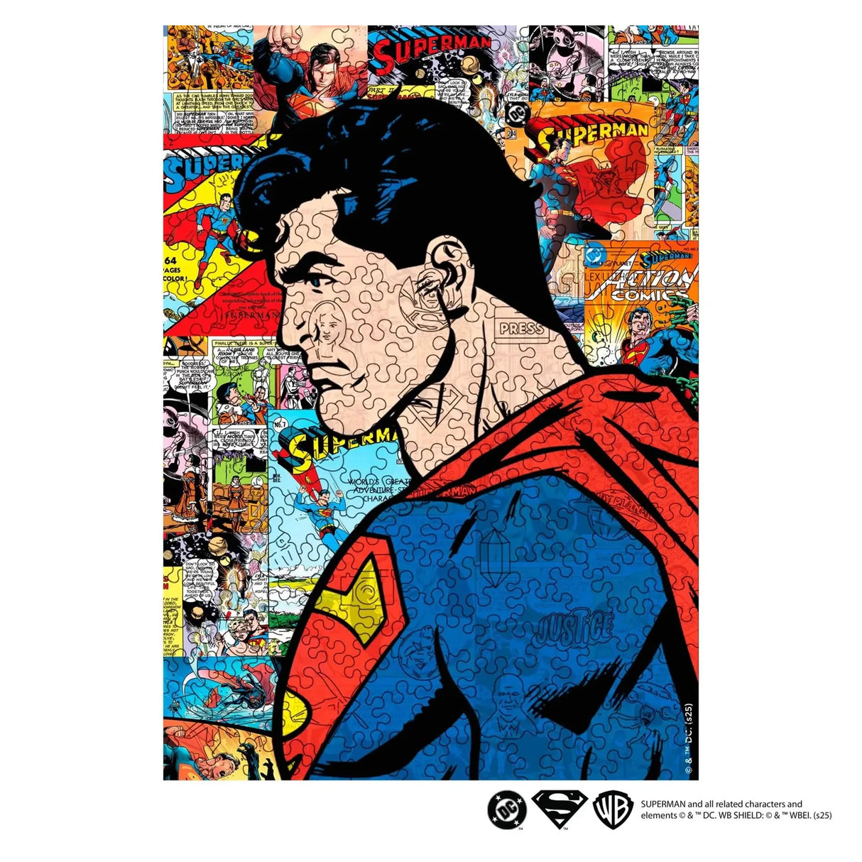 Superman Puzzle mit Comic-Hintergrund