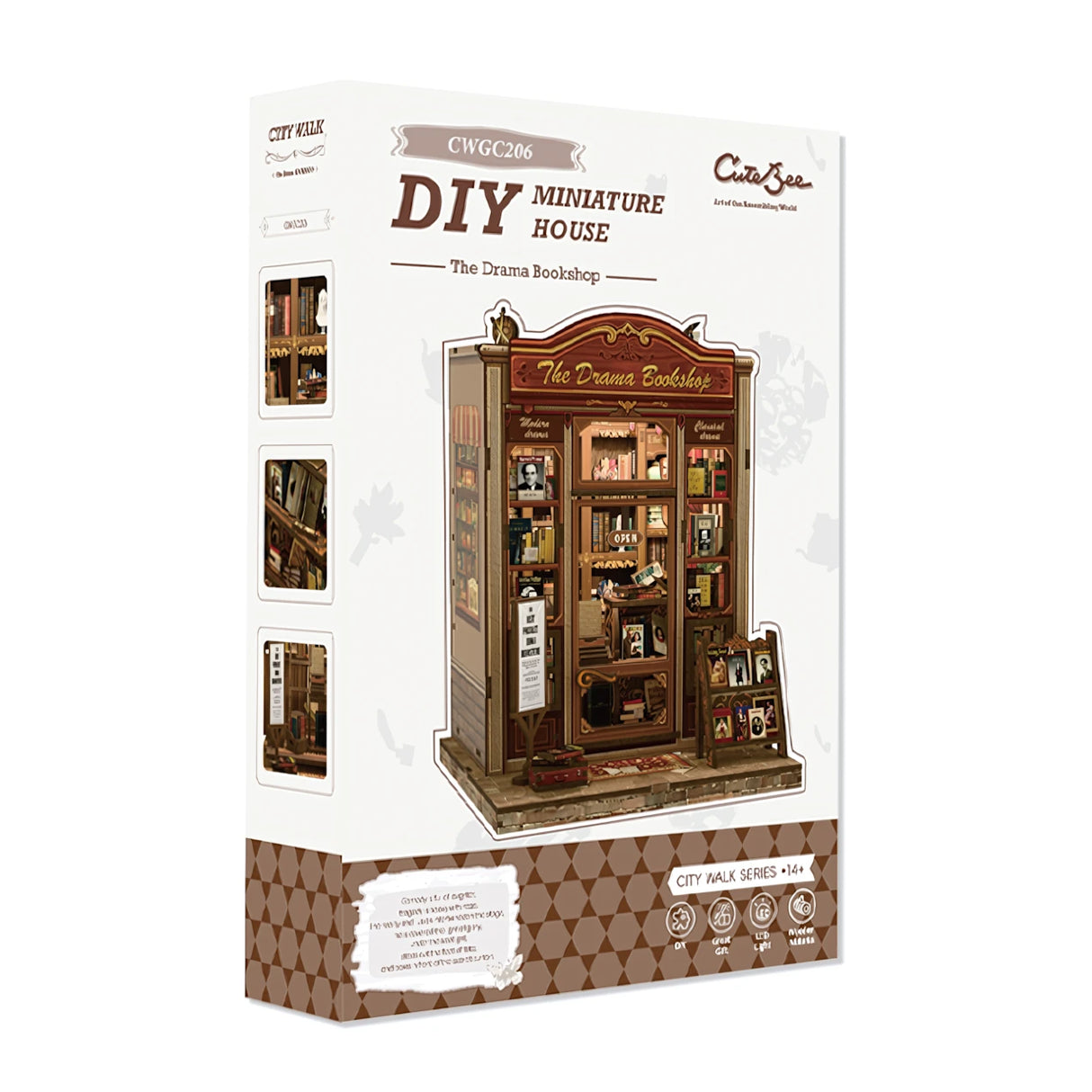 Verpackung für ein DIY Miniaturhaus Bausatz The Drama Bookshop
