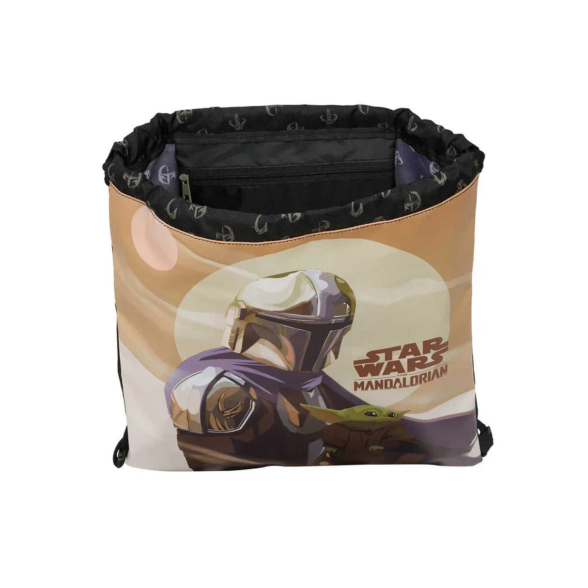 Turnbeutel mit Star Wars The Mandalorian Motiv und Innenfach