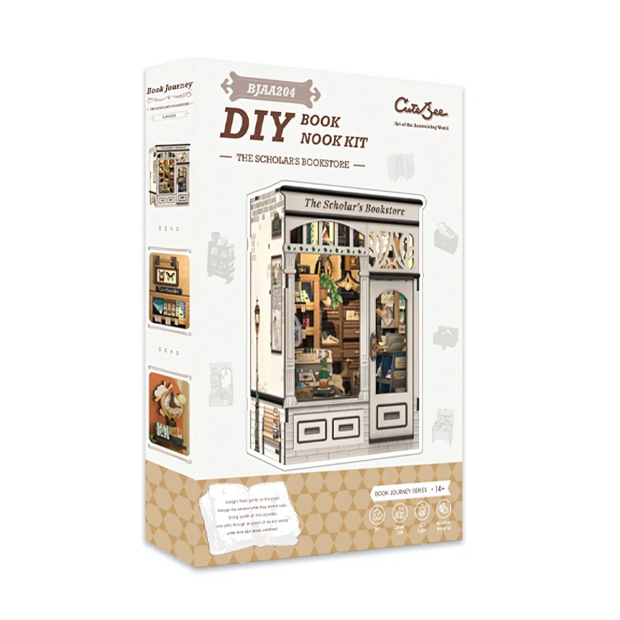 Verpackung des DIY-Bücherregal-Kits The Scholar's Bookstore