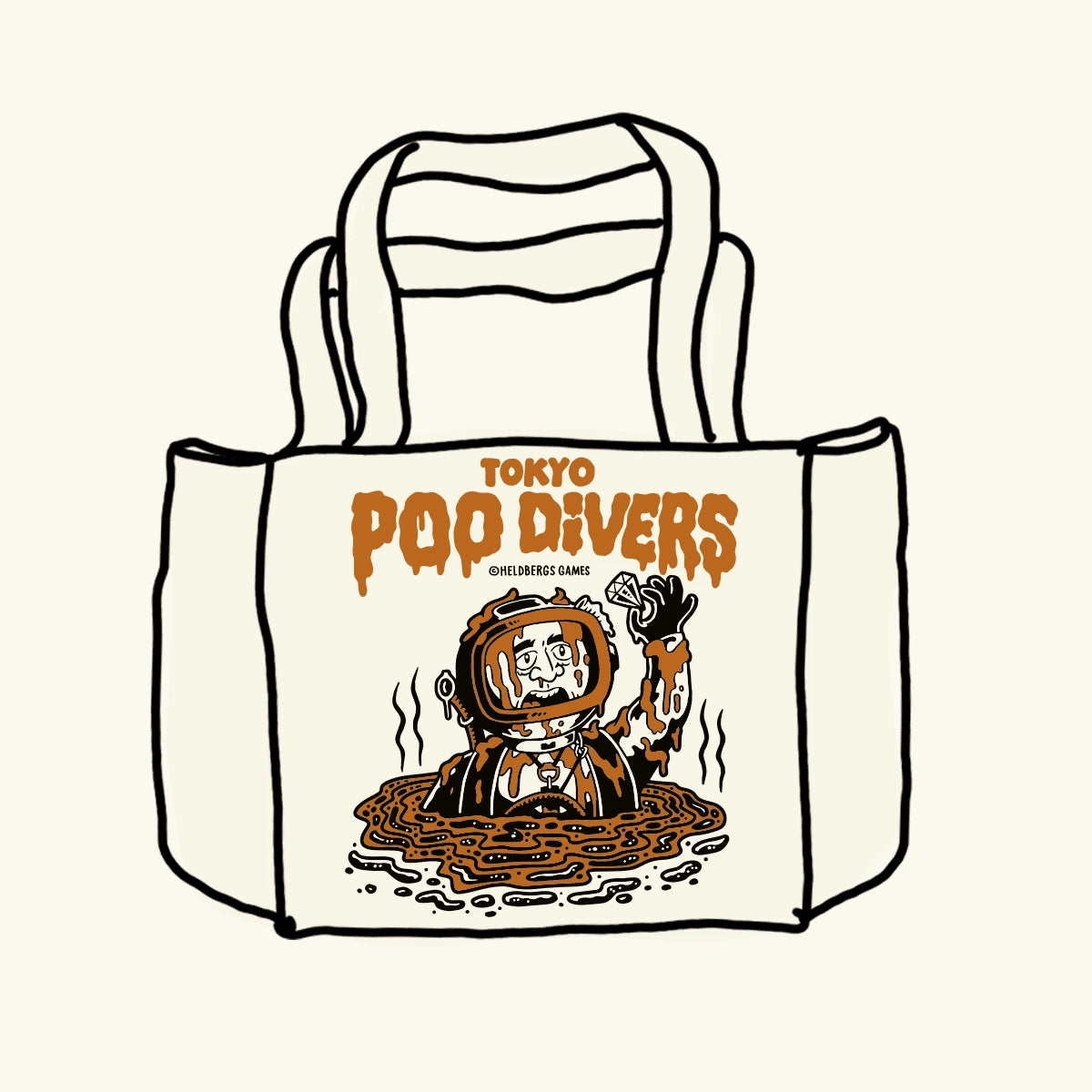Tokyo Poo Divers Logo auf einer Tasche