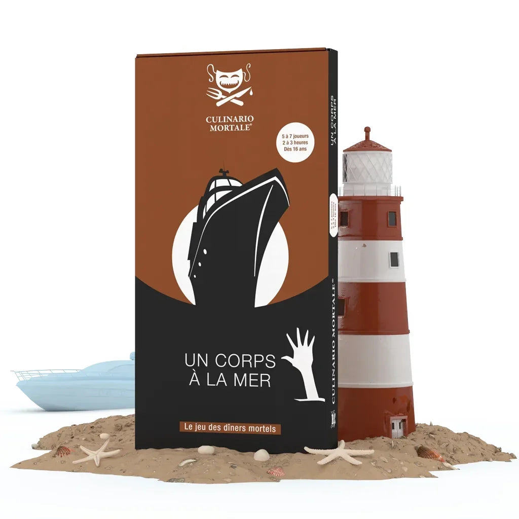 Culinar io Mortale Un Corps à la Mer Spielbox mit Leuchtturm und Boot
