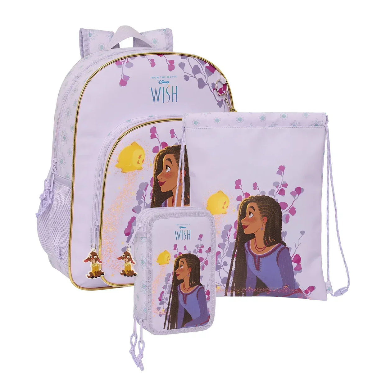 Disney Wish Rucksack Set mit Sportbeutel und Federmäppchen in Lila