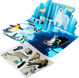 Eisbären- und Pinguin-Abenteuer im ausklappbaren 3D-Pop-up mit dicken Puffy-Stickern aus dem Animals Buch. 58347556274560