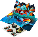 Eine futuristische Weltraumstation als 3D-Pop-up mit niedlichen Astronauten-Puffy-Stickern aus dem Magic Adventures Buch. 58347556340096