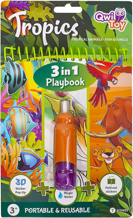 QwiToy QwiToy 3-in-1 Playbook – Tropics | Interaktives Kinderspielbuch für unterwegs QT-Trop35156