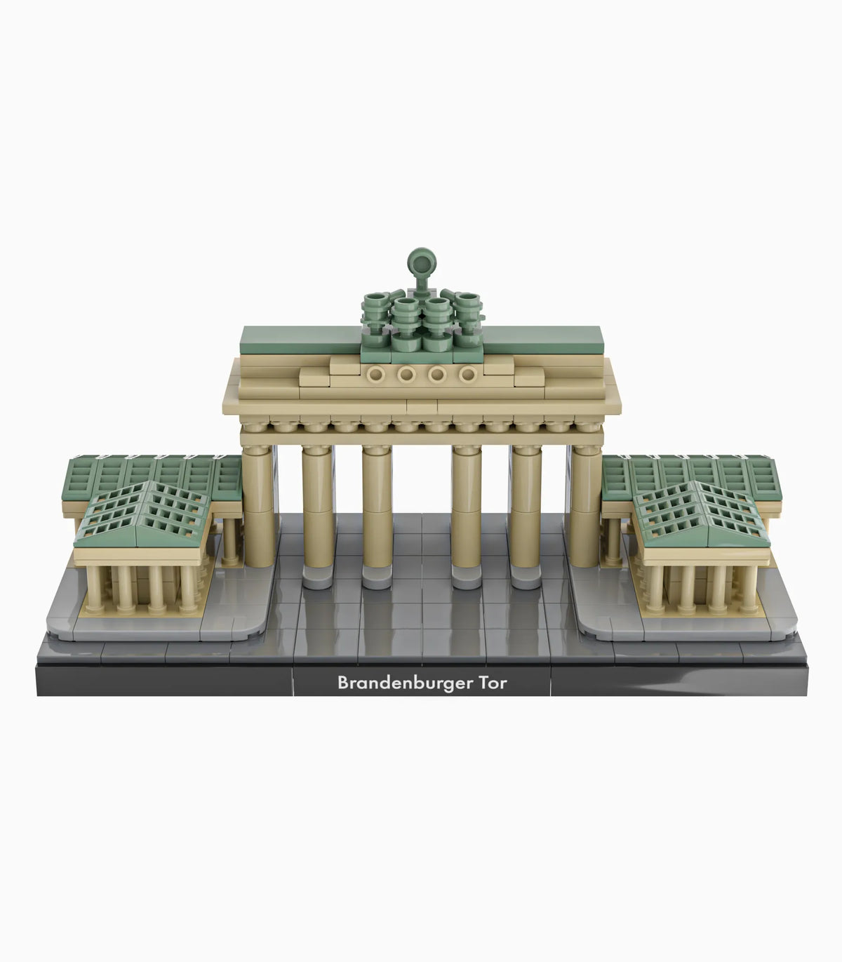 BRYX Klemmbaustein-Modell Brandenburger Tor von schräg oben mit grünen Dächern der Torhäuser