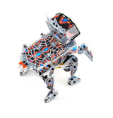 CircuitMess Charlie Robotik-Bausatz aus der Vogelperspektive mit sichtbarem Innenleben und Beinmechanik