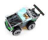 CircuitMess Sparkly Roboterauto mit geöffnetem Gehäuse und sichtbarer Batteriehalterung