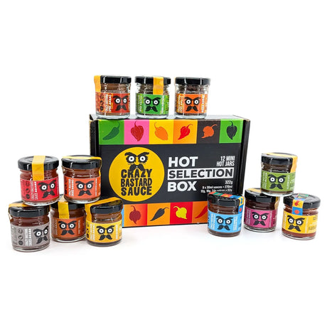 Crazy Bastard Selection Box (12 x 30 ml) - Scharfe Saucen und Gewürze CB-12SE