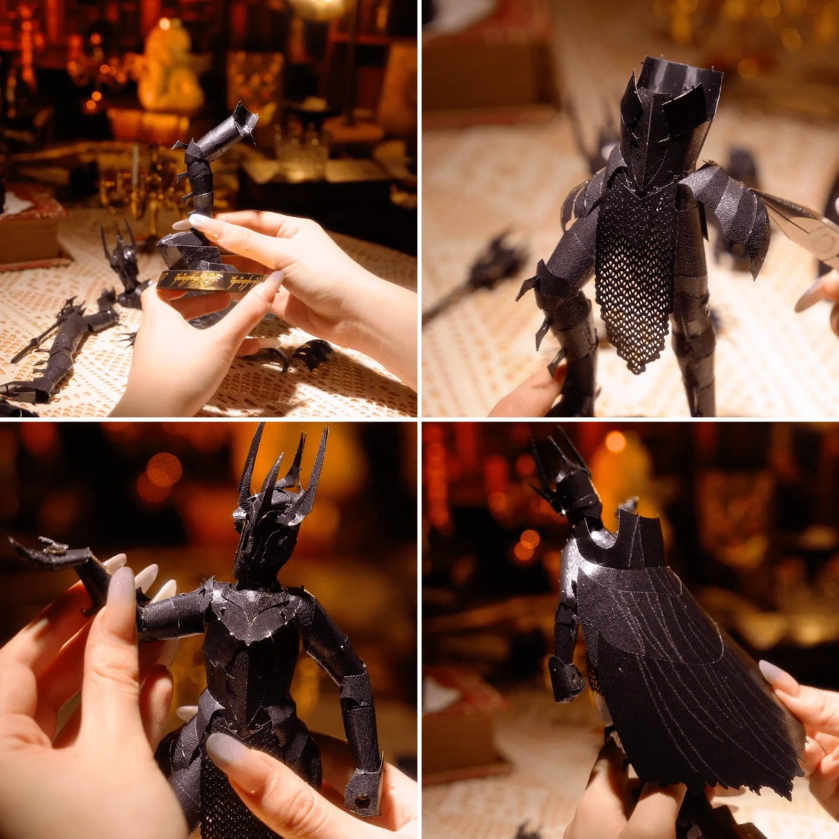 Der Herr der Ringe Sauron 3D Metall Modell Zusammenbau mit Detailaufnahmen von Kettenhemd, Rüstung und Krone