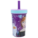 Gobelet anti-fuite Frozen "Violet" - Résistant aux chutes - avec paille en silicone (370 ml)